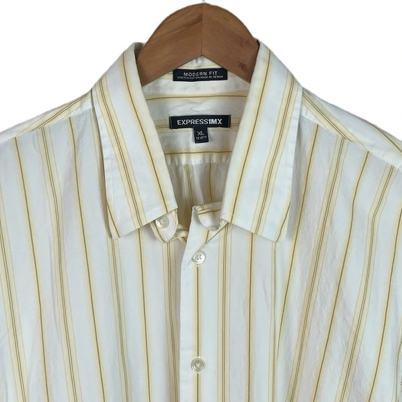 BF1288 Men’s Express Brand Modern Fit Stretch Striped Button Down Shirt XL - Picture 3 of 5